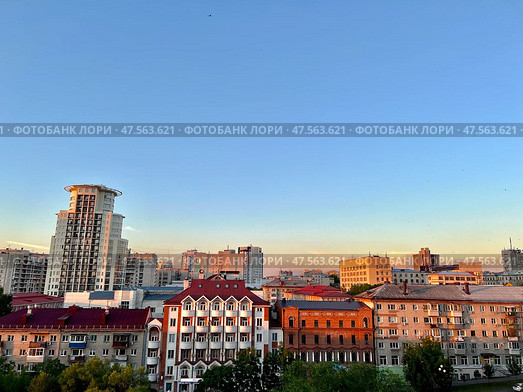 Рассветный вид на центр города Хабаровск (2022 год). Стоковое фото, фотограф Валерия Рожкова / Фотобанк Лори