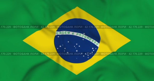 Развевающийся флаг Бразилия, бесшовная анимация в 4к. Waving flag of Brazil. 3d seamless animation in 4k resolution video. Стоковая анимация, аниматор Александр Кузнецов / Фотобанк Лори