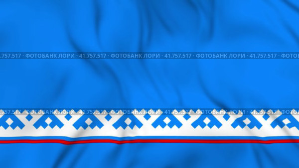 Развевающийся флага Ямало-Ненецкого Автономного Округа, Российская Федерация. Waving flag of Yamalo-Nenets Autonomous Okrug in Russia. 4k resolution video. Стоковая анимация, аниматор Александр Кузнецов / Фотобанк Лори