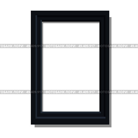 Realistic double black photo frame in flat design. Vector illustration of wooden border isolated on white background, blank memory card. Realistic Dual Black Frame Flat and Shadow Theme. Стоковая иллюстрация, агентство Ingram Publishing / Фотобанк Лори