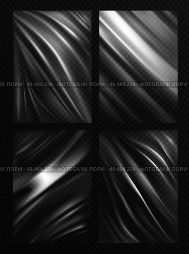 Realistic set of blank wrapping texture polyethylene packages for snack or other food isolated on transparent background  vector illustration. Стоковая иллюстрация, агентство Ingram Publishing / Фотобанк Лори