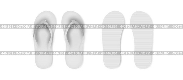 Realistic White Blank Empty Flip Flop Set Closeup Isolated on White Background. Стоковая иллюстрация, агентство Ingram Publishing / Фотобанк Лори