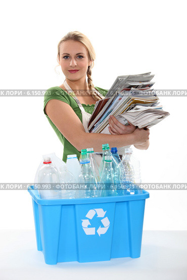 Recycling paper and plastic bottles. Стоковое фото, фотограф Phovoir Images / Фотобанк Лори