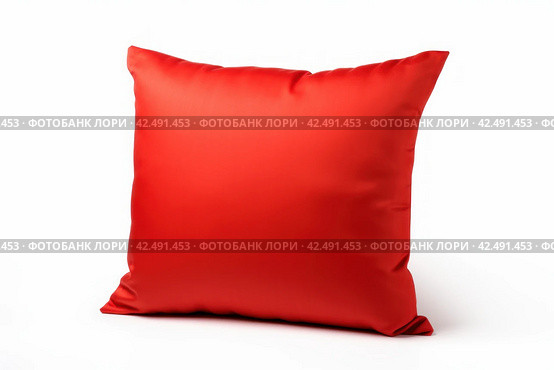 Red bright pillow isolated on white background. Generate Ai. Стоковое AI-изображение, AI-художник Иван Рябоконь / Фотобанк Лори