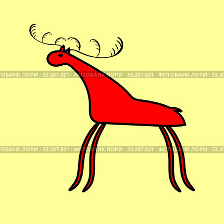 Red deer or moose ethnic ornament. Стоковое фото, фотограф Elena Kozyreva / Smarterpix / Фотобанк Лори