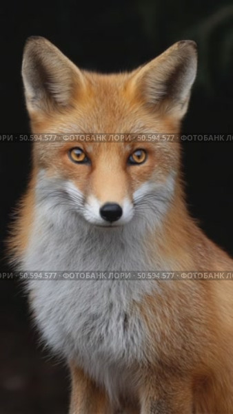 Red fox posing on dark background. Стоковое AI-видео, аниматор Юрий Поздников / Фотобанк Лори