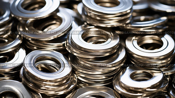 reflecting metal washers ai generated. Стоковое AI-изображение, AI-художник Vectorwin / Фотобанк Лори