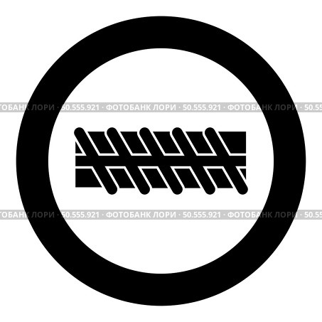 Reinforcement bar rebar ribbed metal rod icon in circle round black color vector illustration image solid outline style simple. Reinforcement bar rebar ribbed metal rod icon in circle round black color vector illustration image solid outline style. Стоковая иллюстрация, агентство Ingram Publishing / Фотобанк Лори