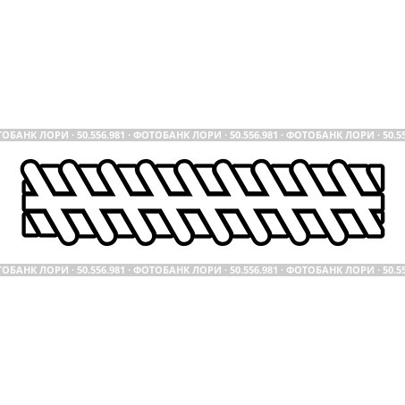 Reinforcement rebar contour outline line icon black color vector illustration image thin flat style simple. Rebar reinforcement contour outline line icon black color vector illustration image thin flat style. Стоковая иллюстрация, агентство Ingram Publishing / Фотобанк Лори