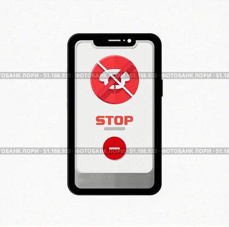 Reject call, forbid smartphone, стоп звонкам, 2d иллюстрация. Стоковое AI-изображение, AI-художник Инна Пецко / Фотобанк Лори