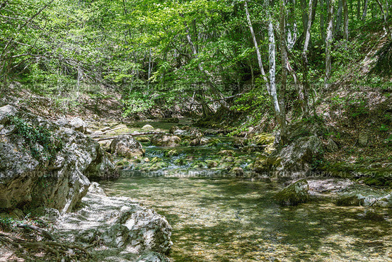 Река Аузун-узень, протекающая через Большой Крымский каньон. Стоковое фото, фотограф Валерий Гаврилюк / Фотобанк Лори
