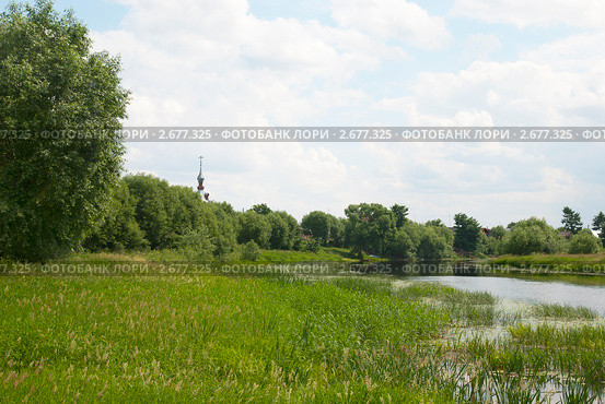 Река Теза. Поселок Холуй. Ивановская область (2011 год). Стоковое фото, фотограф Румянцева Наталия / Фотобанк Лори