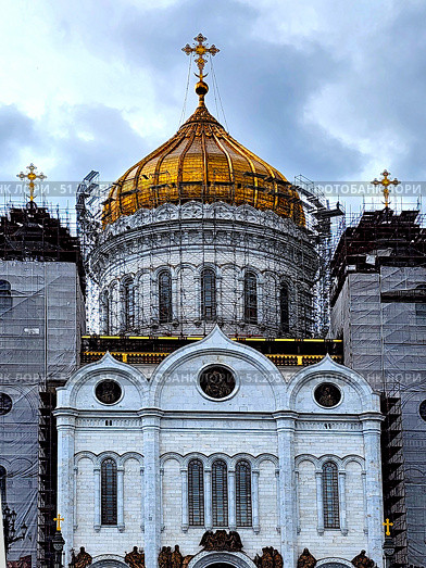 Реставрация Храма Христа Спасителя, обновление куполов, фасадов, смотровых площадок и звонниц. Редакционное фото, фотограф Татьяна Бакуменко / Фотобанк Лори