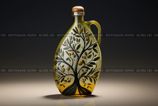 Robust Olive oil bottle virgin. Generate Ai. Стоковое AI-изображение, AI-художник Иван Рябоконь / Фотобанк Лори