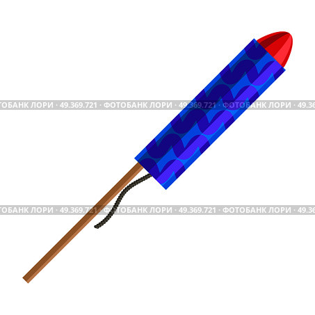 Rocket pyrotechnic firework made out of paper tube packed with gunpowder, propels itself into air in order to fly. Vector in cartoon style red exploding rocket with golden stars isolated on white. Rocket Pyrotechnic Firework Made out of Paper Tube. Стоковая иллюстрация, агентство Ingram Publishing / Фотобанк Лори