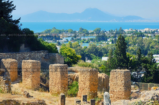 Roman ruins and Carthage built of the Punic wars in Tunisia. Archaeological excavations on the hill Byrsa in ancient Carthage. (2019 год). Стоковое фото, фотограф Андрей Журавлев / Фотобанк Лори