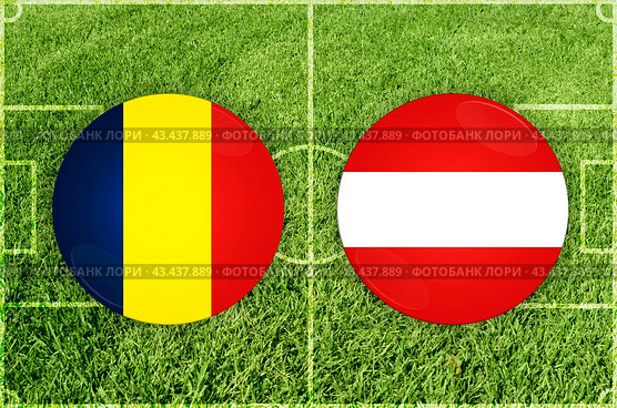 Romania vs Austria football match. Стоковая иллюстрация, иллюстратор Jan Jack Russo Media / Фотобанк Лори