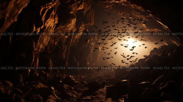 roosting little brown bat ai generated. Стоковое AI-изображение, AI-художник Vectorwin / Фотобанк Лори