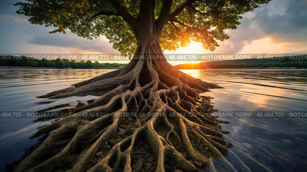 roots tree rooted ai generated. Стоковое AI-изображение, AI-художник Vectorwin / Фотобанк Лори