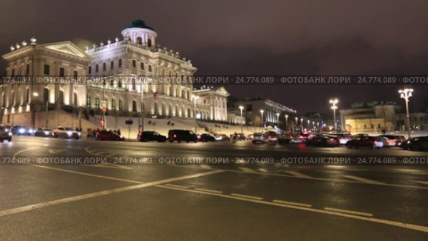 Российская государственная библиотека(РГБ), Дом Пашкова. Ночная Москва (2016 год). Редакционное видео, видеограф Яна Королёва / Фотобанк Лори