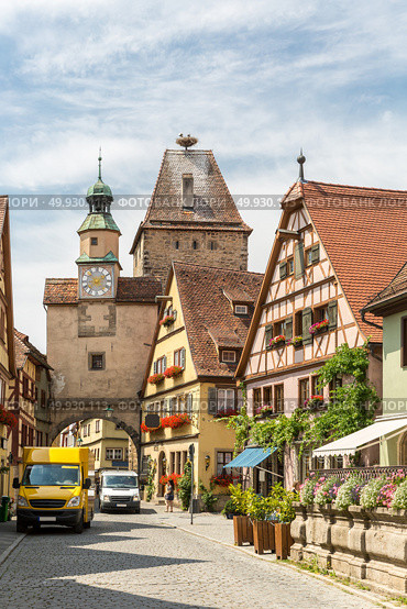 Rothenburg ob der Tauber historic town downtown in Rothenburg ODT , Franconia, Bavaria, Germany. Стоковое фото, агентство Ingram Publishing / Фотобанк Лори