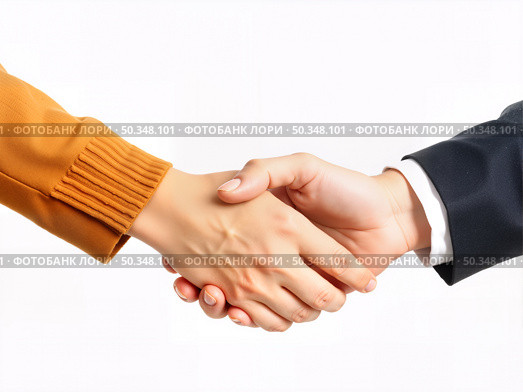 Рукопожатие мужчины и женщины / Handshake of a man and a woman. Стоковое AI-изображение, AI-художник Валерий Лукин / Фотобанк Лори