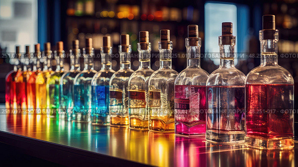 rum alcohol bottles ai generated. Стоковое AI-изображение, AI-художник Vectorwin / Фотобанк Лори