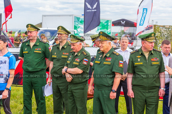 Russia, Samara, June 2019: senior generals and marshal of the Russian army in summer military uniform, Yarenko, Vasilyev, Goremykin, Pankov, Lapin. Редакционное фото, фотограф Акиньшин Владимир / Фотобанк Лори