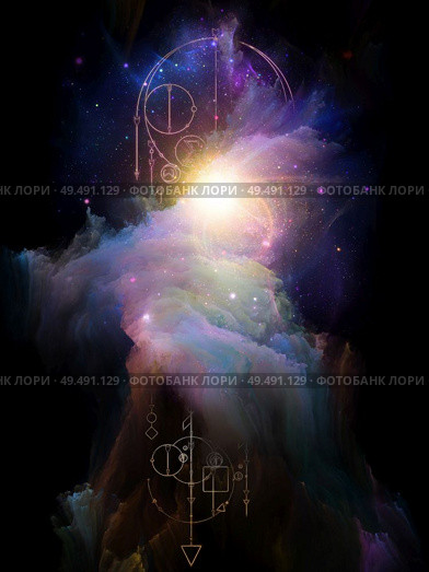 Sacred geometric symbols and colorful fractal structures on subject the occult, magic, astrology and mysticism. Стоковое фото, агентство Ingram Publishing / Фотобанк Лори