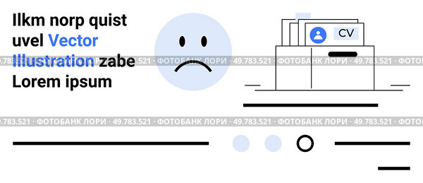 Sad face, search box with human resource files. Ideal for job applications, CV management, HR systems, user navigation, employment processes, digital interfaces, application tracking. Landing page. Modern CV management and application tracking with a focus on user experience and streamlined navigation. Стоковая иллюстрация, агентство Ingram Publishing / Фотобанк Лори