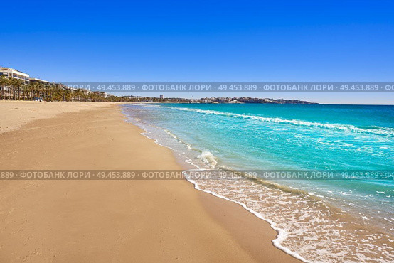 Salou beach Ponent Poniente platja in Tarragona of Catalonia. Стоковое фото, агентство Ingram Publishing / Фотобанк Лори