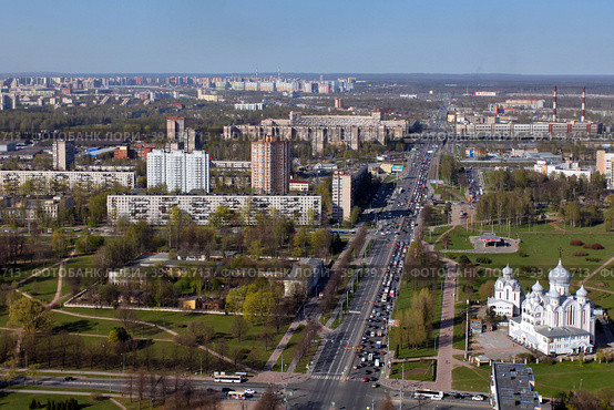 Санкт-Петербург. Панорама Пискарёвского проспекта. (2019 год). Редакционное фото, фотограф Александр Тарасенков / Фотобанк Лори