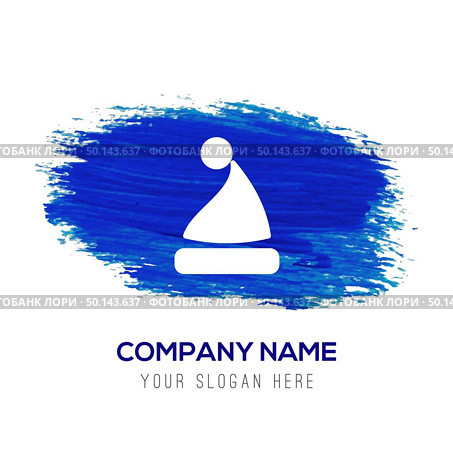 Santa Claus hat Icon - Blue watercolor background. Стоковая иллюстрация, агентство Ingram Publishing / Фотобанк Лори