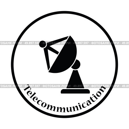 Satellite antenna icon. Thin circle design. Vector illustration. Стоковая иллюстрация, агентство Ingram Publishing / Фотобанк Лори