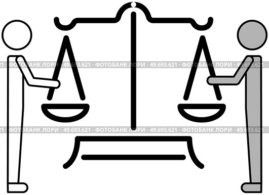 Scales and persons touching bowls with hands from different sides. Arguments, selection process, evidence and tricks in trial. Concept of judging, trial and justice. Measurement balance of causes icon. Scales and persons touching bowls with hands from different sides. Arguments, selection process. Стоковая иллюстрация, агентство Ingram Publishing / Фотобанк Лори