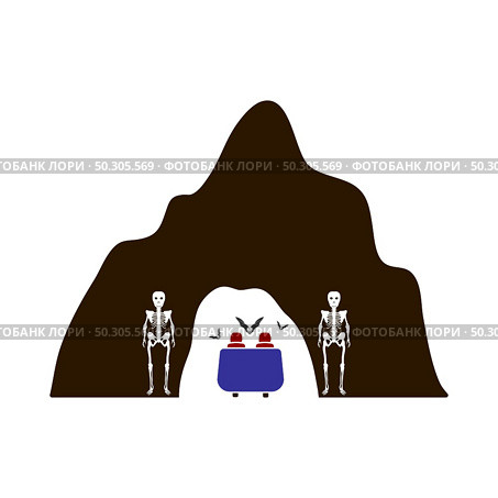 Scare Cave In Amusement Park Icon. Flat Color Design. Vector Illustration. Стоковая иллюстрация, агентство Ingram Publishing / Фотобанк Лори