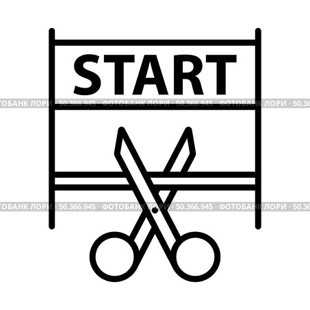 Scissors Cutting Tape Icon. Bold outline design with editable stroke width. Vector Illustration. Стоковая иллюстрация, агентство Ingram Publishing / Фотобанк Лори