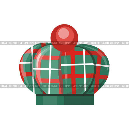 Scottish Hat Isolated in White. Scottish hat isolated in white. Scottish National traditional cap or beret with bubo and green checkered pattern in red colors isolated on background. Items clothing for head. Vector illustration. Стоковая иллюстрация, агентство Ingram Publishing / Фотобанк Лори