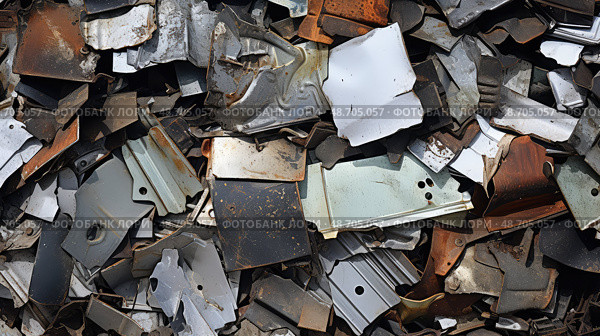 scrap metal scraps ai generated. Стоковое AI-изображение, AI-художник Vectorwin / Фотобанк Лори
