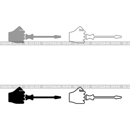 Screw driver in hand tool in use Arm with screwdriver for unscrewing set icon grey black color vector illustration flat style simple image. Screw driver in hand tool in use Arm with screwdriver for unscrewing set icon grey black color vector illustration flat style image. Стоковая иллюстрация, агентство Ingram Publishing / Фотобанк Лори