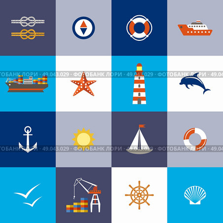 Sea subject. Port. Flat icon. Vector illustration. Стоковая иллюстрация, агентство Ingram Publishing / Фотобанк Лори