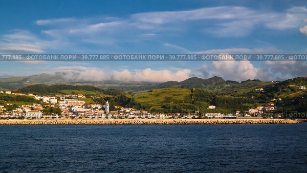 Sea view to Horta marina and city, Faial island, Azores, Portugal (2015 год). Стоковое фото, фотограф Сергей Майоров / Фотобанк Лори
