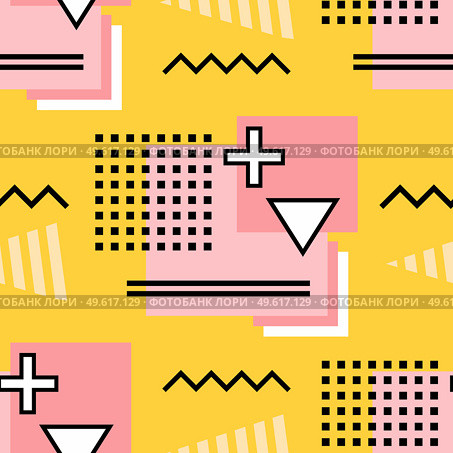 Seamless pattern background 80s, 90s. Vector illustration. Стоковая иллюстрация, агентство Ingram Publishing / Фотобанк Лори