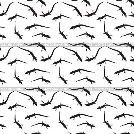 Seamless Pattern of Black and white silhouette of Lizard. Vector Illustration. EPS10. Seamless Pattern of Black and white silhouette  Lizard. Vector. Стоковая иллюстрация, агентство Ingram Publishing / Фотобанк Лори