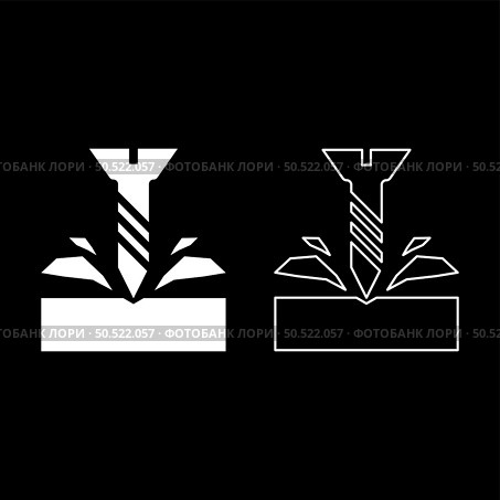 Self-tapping screw is screwed into the material shavings scatter set icon white color vector illustration image simple solid fill outline contour line thin flat style. Self-tapping screw is screwed into the material shavings scatter set icon white color vector illustration image solid fill outline contour line thin flat style. Стоковая иллюстрация, агентство Ingram Publishing / Фотобанк Лори