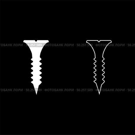 Self tapping screw short long icon outline set white color vector illustration flat style simple image. Self tapping screw short long icon outline set white color vector illustration flat style image. Стоковая иллюстрация, агентство Ingram Publishing / Фотобанк Лори