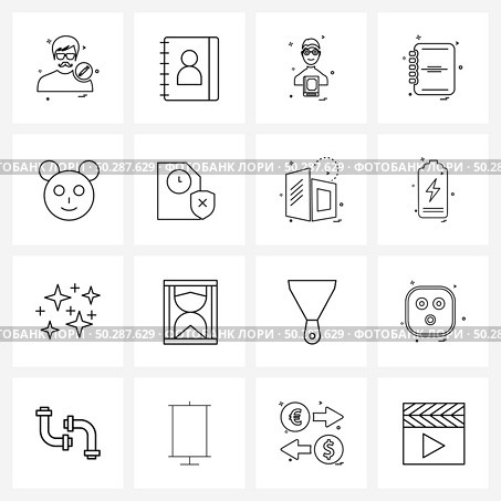 Set of 16 Simple Line Icons for Web and Print such as text, files, helpdesk, documents, religion Vector Illustration. Стоковая иллюстрация, агентство Ingram Publishing / Фотобанк Лори