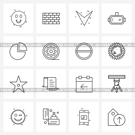 Set of 16 Simple Line Icons for Web and Print such as chairs, center table, arrow, table, Vector Illustration. Стоковая иллюстрация, агентство Ingram Publishing / Фотобанк Лори