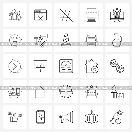 Set of 25 Simple Line Icons of printing, print, webpage, paper, tag hash Vector Illustration. Стоковая иллюстрация, агентство Ingram Publishing / Фотобанк Лори