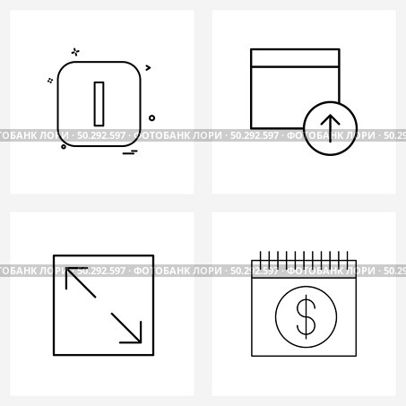 Set of 4 Simple Line Icons of alphabet, web, font, arrow up, corner Vector Illustration. Стоковая иллюстрация, агентство Ingram Publishing / Фотобанк Лори